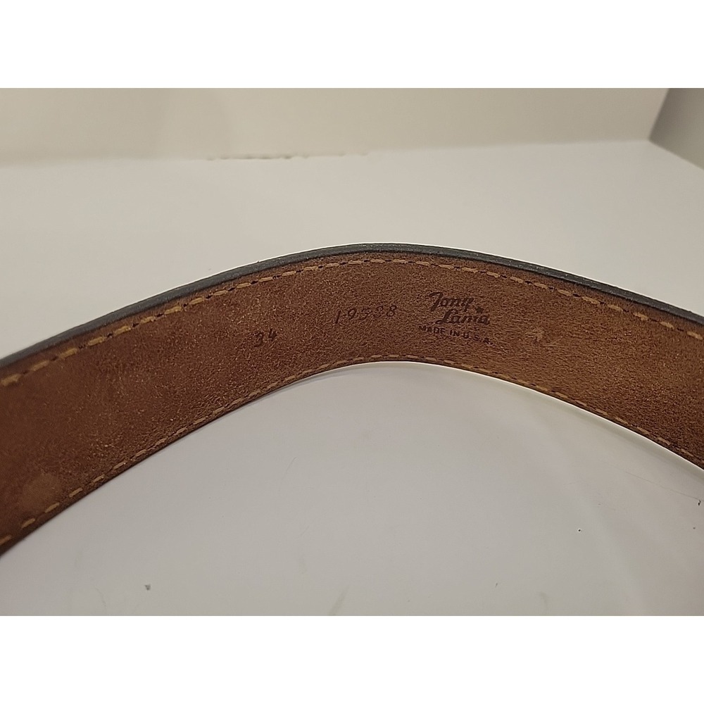 Tony Lama Western Leather Belt Pecos Wilderness Buckle USA Tooled 34 REX - Picture 7 of 7